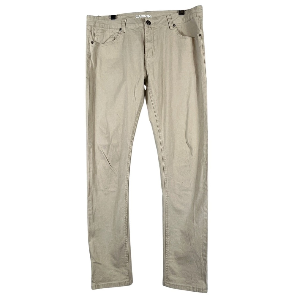 Carbon Mens 34x32 Skinny Flex Jeans Tan Stretch Denim Pants Casual Modern
